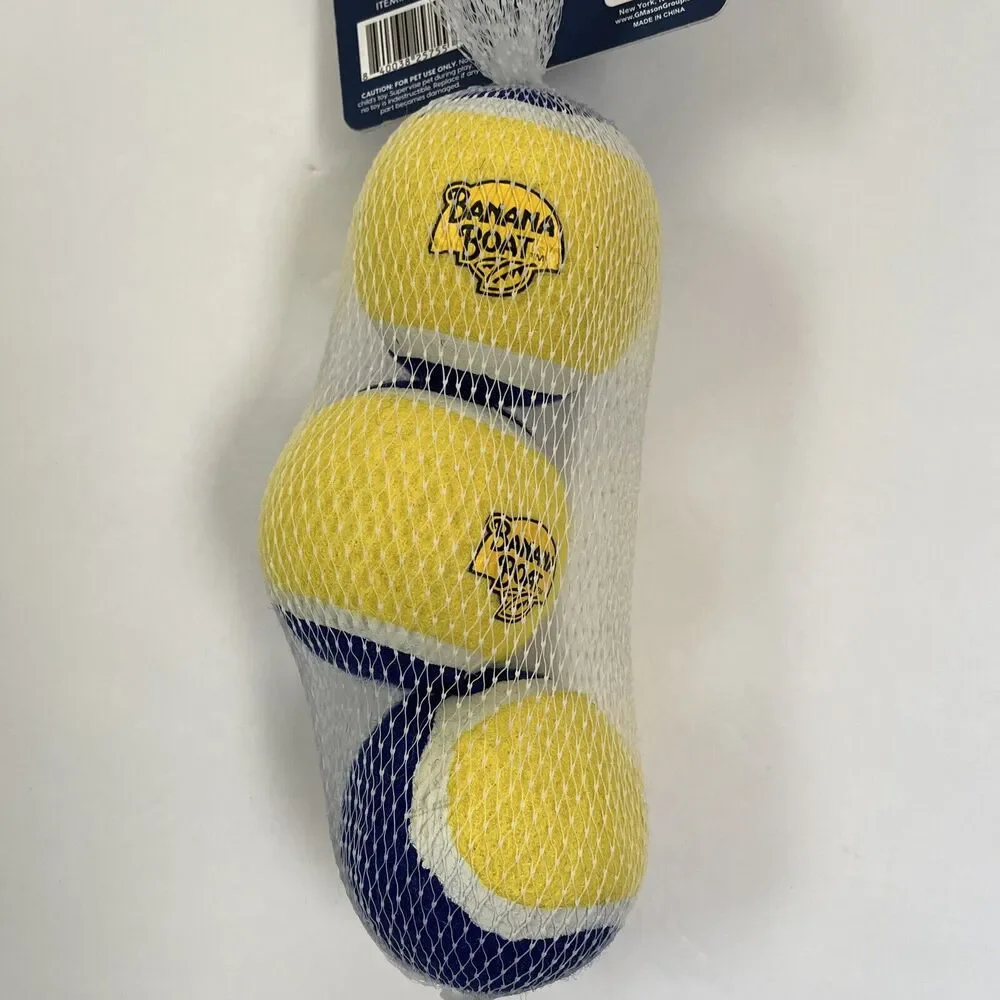 Banana Boat Dogs Fetch Balls Tennis Ball 3 Pack Chew Squeaky Toy